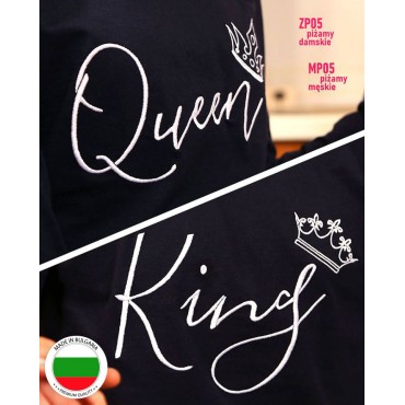 пижами KING QUEEN тъмносини бродирани